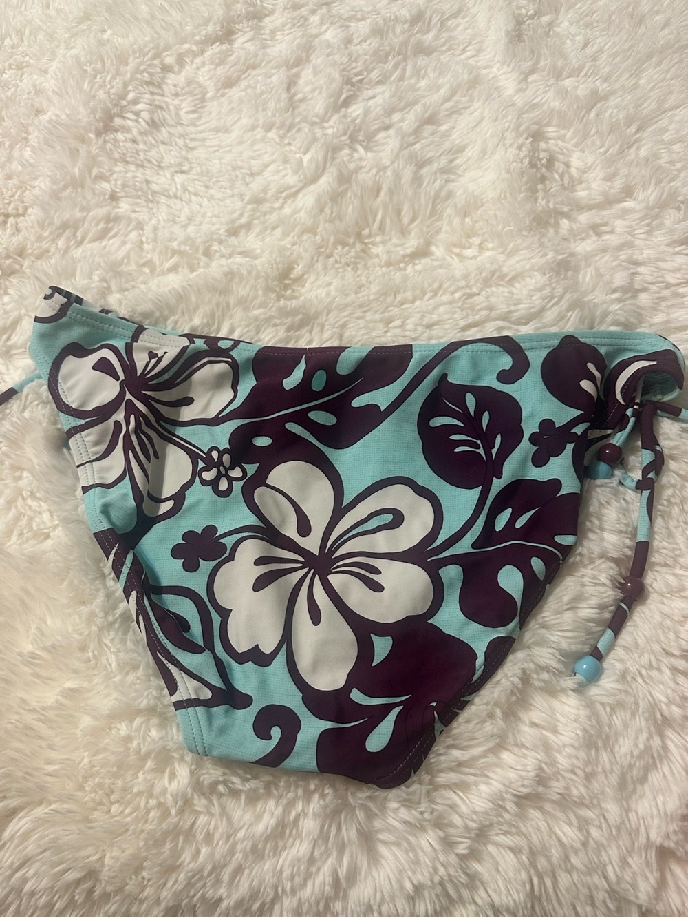 Malibu Dream Girl Tropical Bikini Set M Top L Bottom Aqua Blue Purple Boho - Picture 7 of 13